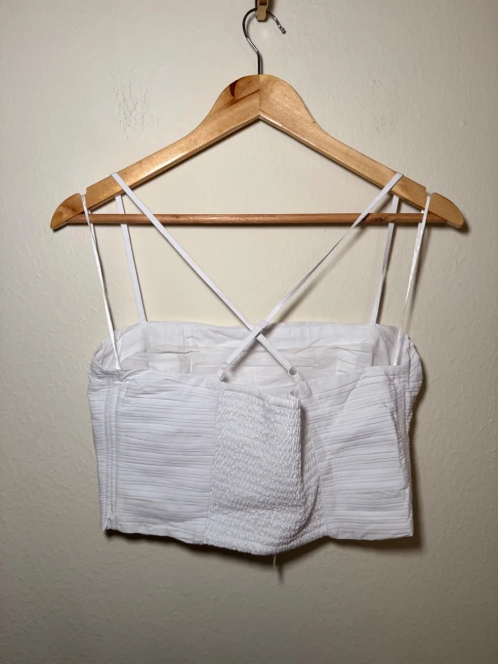 Madewell Poplin Crop Tube Top Size 6 NWT White Smocked Corset Bustier Cotton - Picture 4 of 5